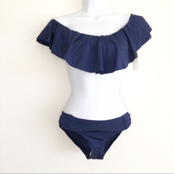 Trina Turk Swimsuit Set Indo Off the Shoulder Bikini Top and Bottom Size 4 - Picture 2 of 8